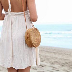 50% off sale! Round Wicker Purse - hand woven